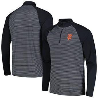 Men's Levelwear Black San Francisco Giants Charter Striped Raglan Quarter-Zip Top