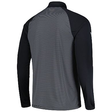 Men's Levelwear Black San Francisco Giants Charter Striped Raglan Quarter-Zip Top