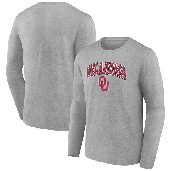 Men's Fanatics Branded Heather Gray Oklahoma Sooners Campus Long Sleeve ...