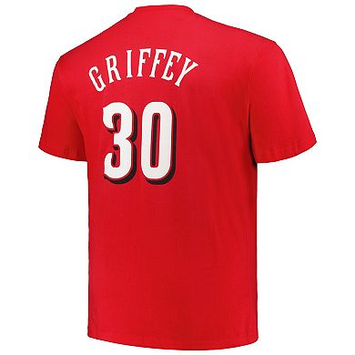 Men's Profile Ken Griffey Red Cincinnati Reds Big & Tall Cooperstown Collection Player Name & Number T-Shirt