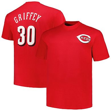 Men's Profile Ken Griffey Red Cincinnati Reds Big & Tall Cooperstown Collection Player Name & Number T-Shirt