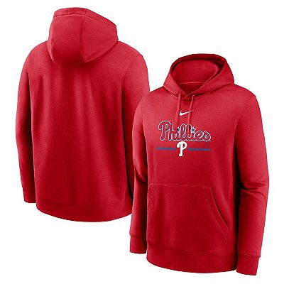 Men s Nike Red Philadelphia Phillies Local Baseball Club Over Shoulder Fleece Pullover Hoodie