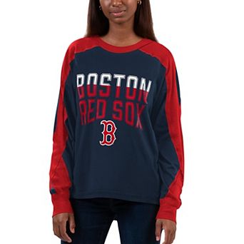 Women's G-III 4Her by Carl Banks Navy/Red Boston Red Sox Smash Raglan Long Sleeve T-Shirt