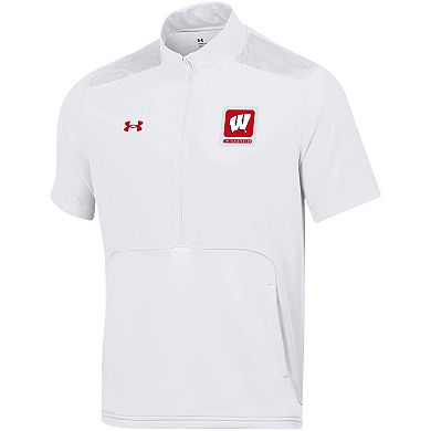 Men's Under Armour White Wisconsin Badgers Motivate Half-Zip Jacket