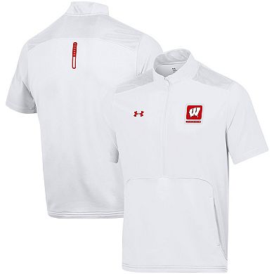 Men's Under Armour White Wisconsin Badgers Motivate Half-Zip Jacket