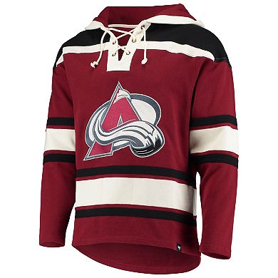 Men's '47 Nathan MacKinnon Burgundy Colorado Avalanche Player Name & Number Lacer Pullover Hoodie