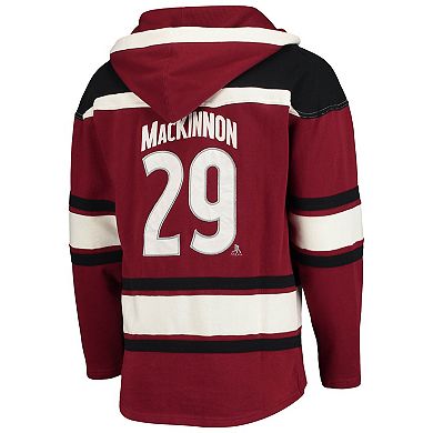 Men's '47 Nathan MacKinnon Burgundy Colorado Avalanche Player Name & Number Lacer Pullover Hoodie