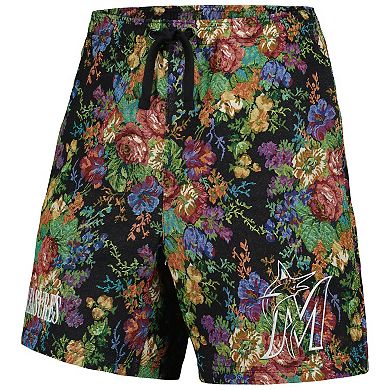 Men's PLEASURES Black Miami Marlins Floral Shorts