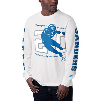 Men's Starter Barry Sanders White Detroit Lions  Clutch Long Sleeve T-Shirt