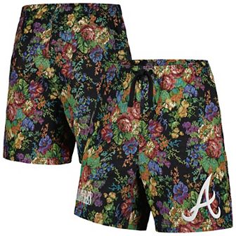 Men's PLEASURES Black Atlanta Braves Floral Shorts