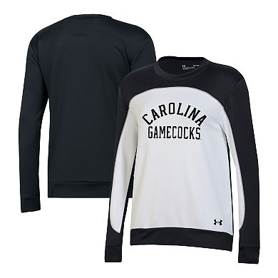 Women's Under Armour Black/White South Carolina Gamecocks Colorblock Pullover Sweatshirt