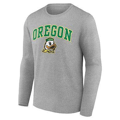 Men's Fanatics Branded Heather Gray Oregon Ducks Campus Long Sleeve T-Shirt