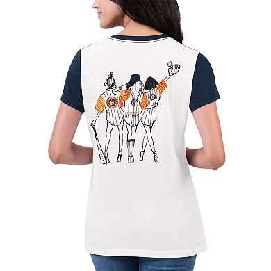 Women's G-III 4Her by Carl Banks White Houston Astros Illustration Ringer T-Shirt