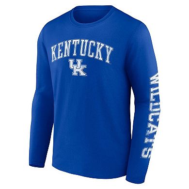 Men's Fanatics Branded Royal Kentucky Wildcats Distressed Arch Over Logo Long Sleeve T-Shirt