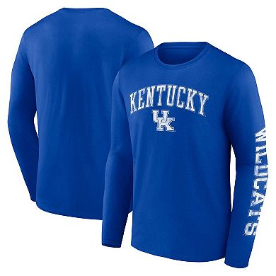 Men's Fanatics Branded Royal Kentucky Wildcats Distressed Arch Over Logo Long Sleeve T-Shirt