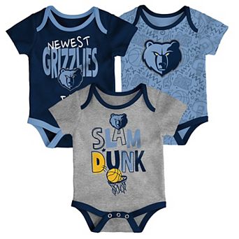 Infant Navy/Light Blue/Gray Memphis Grizzlies Slam Dunk 3 pc Bodysuit Set