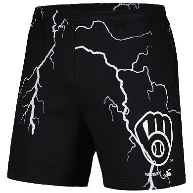 Men's PLEASURES Black Milwaukee Brewers Lightning Shorts