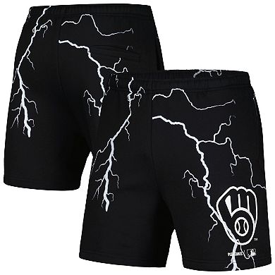 Men's PLEASURES Black Milwaukee Brewers Lightning Shorts