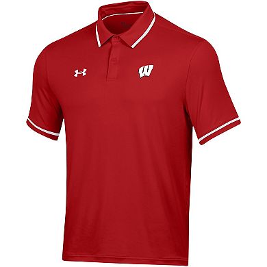 Men's Under Armour Red Wisconsin Badgers T2 Tipped Performance Polo