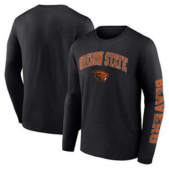 Men's Fanatics Branded Black Oregon State Beavers Distressed Arch Over Logo Long Sleeve T-Shirt