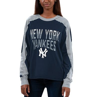Women's G-III 4Her by Carl Banks Navy/Gray New York Yankees Smash Raglan Long Sleeve T-Shirt