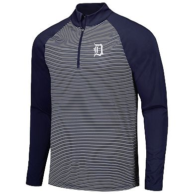 Men's Levelwear Navy Detroit Tigers Charter Striped Raglan Quarter-Zip Top