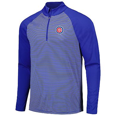 Men's Levelwear Royal Chicago Cubs Charter Striped Raglan Quarter-Zip Top