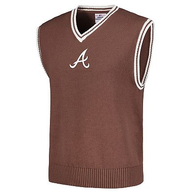Men's PLEASURES Brown Atlanta Braves Knit V-Neck Pullover Sweater Vest
