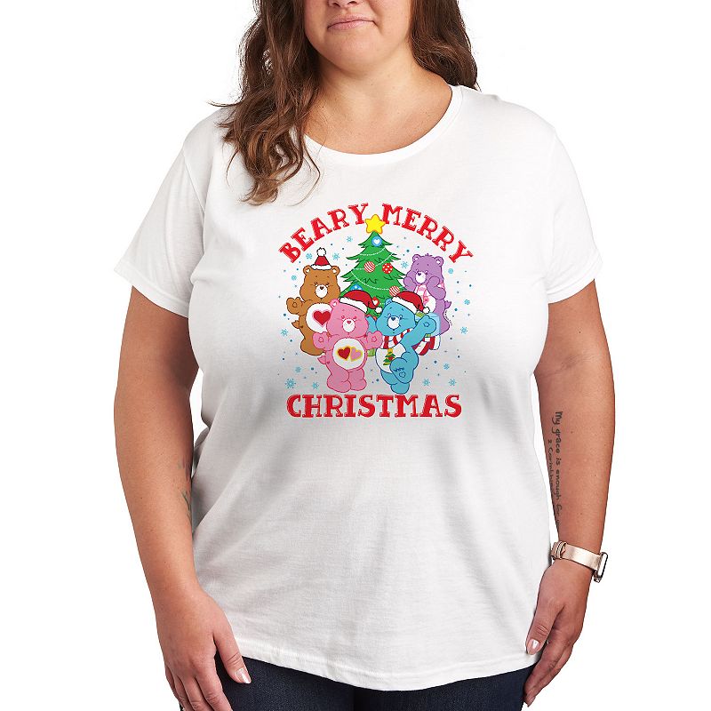 Plus Care Bears Beary Merry Christmas Graphic Tee, Girl's, Size: 2XL, White
