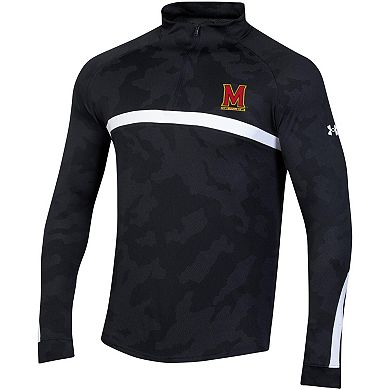 Men's Under Armour Black Maryland Terrapins Game Day Camo Raglan Quarter-Zip Top
