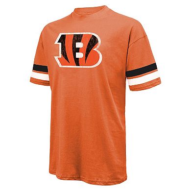Men's Majestic Threads Joe Burrow Orange Cincinnati Bengals Name & Number Oversize Fit T-Shirt