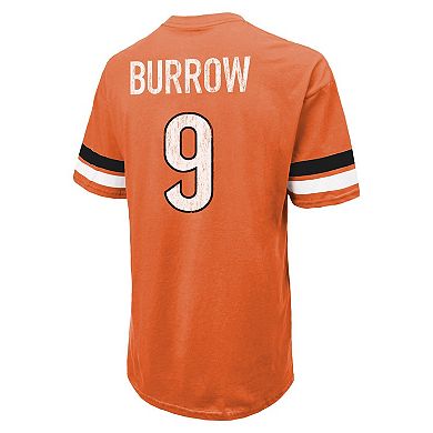 Men's Majestic Threads Joe Burrow Orange Cincinnati Bengals Name & Number Oversize Fit T-Shirt