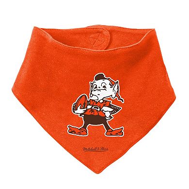 Newborn & Infant Mitchell & Ness Orange/Brown Cleveland Browns Throwback Big Score Creeper Bib and Bootie Set