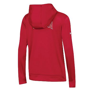 Women's Under Armour Red Utah Utes 2023 Sideline Performance Pullover Hoodie