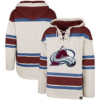 Men's '47 Oatmeal Colorado Avalanche Rockaway Lacer Pullover Hoodie
