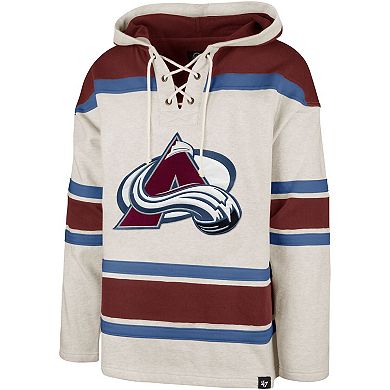 Men's '47 Oatmeal Colorado Avalanche Rockaway Lacer Pullover Hoodie