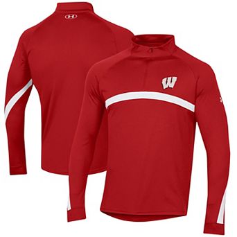 Men's Under Armour Red Wisconsin Badgers Game Day Camo Raglan Quarter-Zip Top