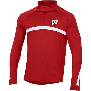 Men's Under Armour Red Wisconsin Badgers Game Day Camo Raglan Quarter-Zip Top