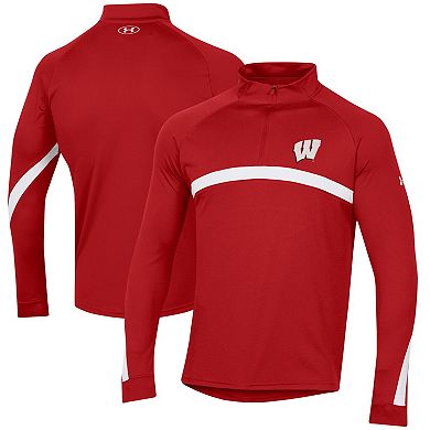 Men's Under Armour Red Wisconsin Badgers Game Day Camo Raglan Quarter-Zip Top
