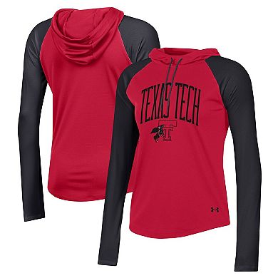Women's Under Armour Red Texas Tech Red Raiders Gameday Mesh Performance Raglan Hooded Long Sleeve T-Shirt