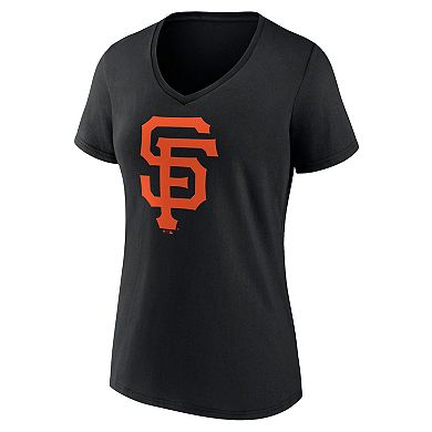 Women's Fanatics Branded Black San Francisco Giants Core Official Logo V-Neck T-Shirt