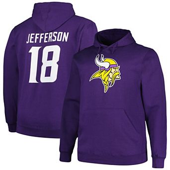 Men's Fanatics Branded Justin Jefferson Purple Minnesota Vikings Big & Tall Fleece Name & Number Pullover Hoodie