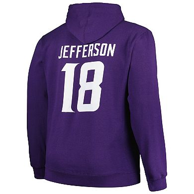 Men's Fanatics Branded Justin Jefferson Purple Minnesota Vikings Big & Tall Fleece Name & Number Pullover Hoodie