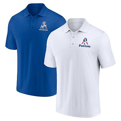 Men's Fanatics Branded White/Royal New England Patriots Throwback Two-Pack Polo Set
