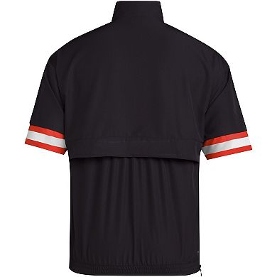 Men's adidas Black Miami Hurricanes Strategy Short Sleeve Half-Zip Jacket