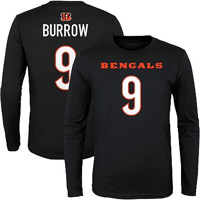 Youth Joe Burrow Black Cincinnati Bengals Mainliner Player Name & Number Long Sleeve T-Shirt