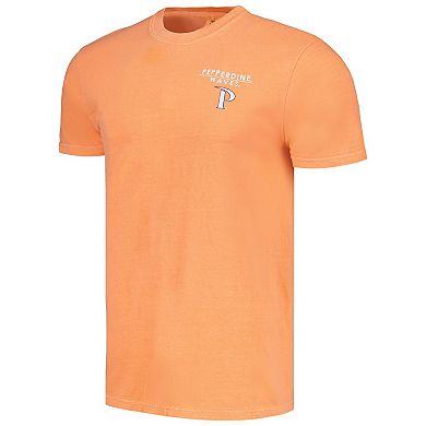 Men's Orange Pepperdine Waves Landscape Shield T-Shirt