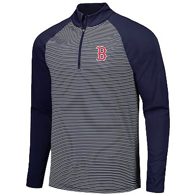 Men's Levelwear Navy Boston Red Sox Charter Striped Raglan Quarter-Zip Top