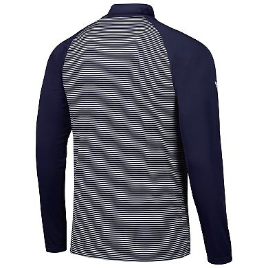 Men's Levelwear Navy Boston Red Sox Charter Striped Raglan Quarter-Zip Top