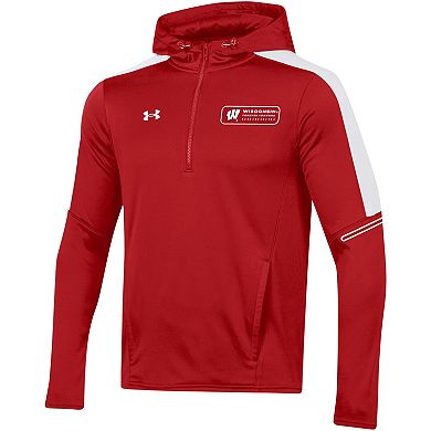 Men's Under Armour Red Wisconsin Badgers 2023 Sideline Quarter-Zip Hoodie